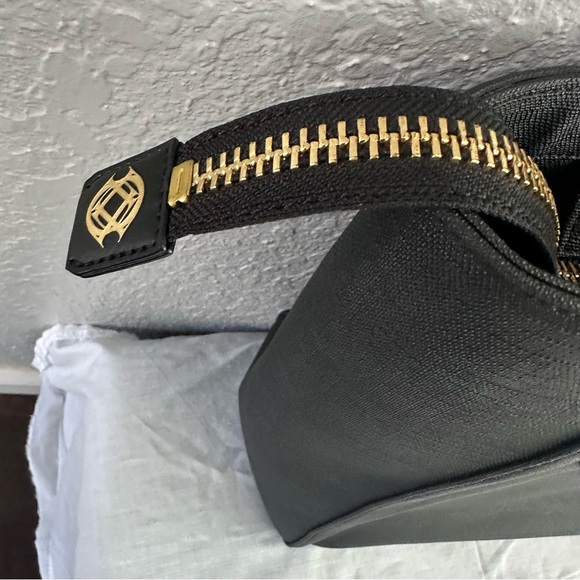 Dagne Dover Black Structured Work Tote Gold Hardware Laptop Bag - Picture 6 of 16